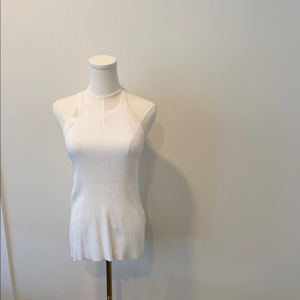 Banana Republic Ivory Ribbed Sleeveless Knit Tank Size S NWT